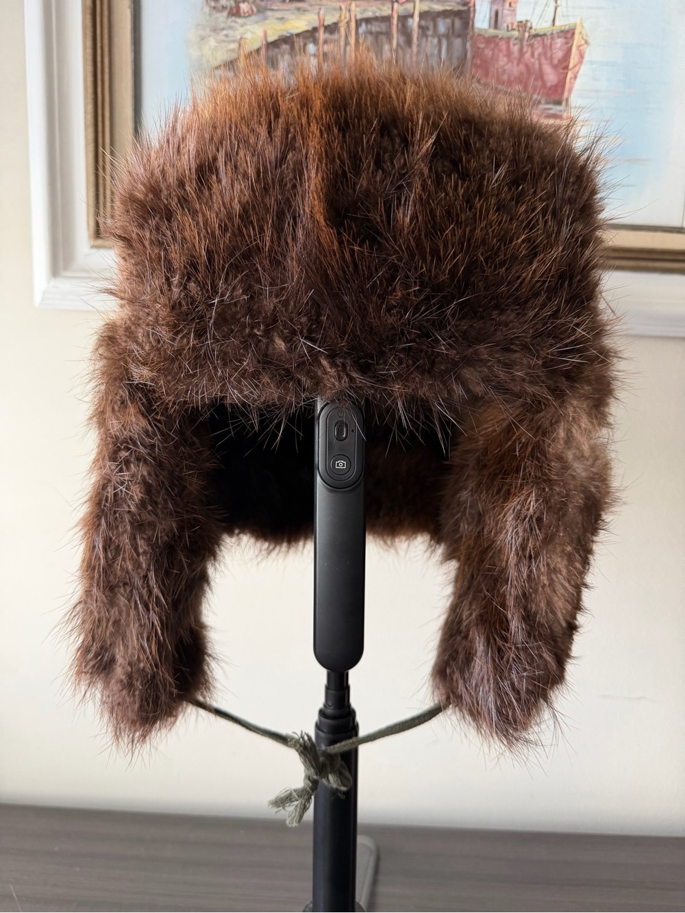 Vintage Misha of Siberia Real Fur Ushanka Hat Brown Winter Trapper Ear Flap USA